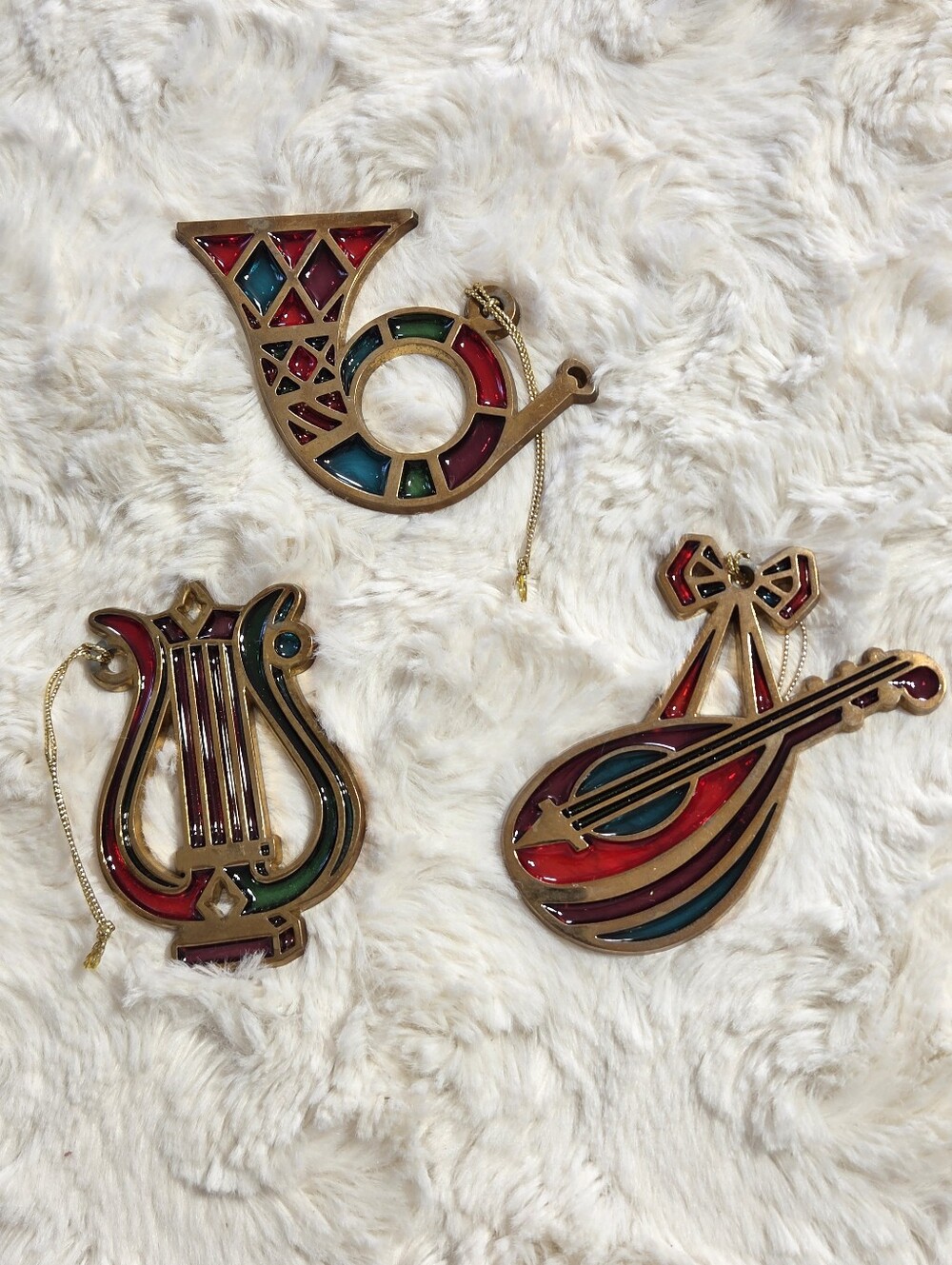 Avon - Vintage Set Of 3 Snow Fantasy Jewel Tone Ornamental Sun Catchers - 1994